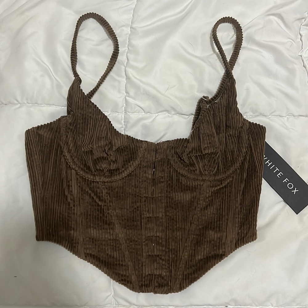 Brown corduroy corset from white fox